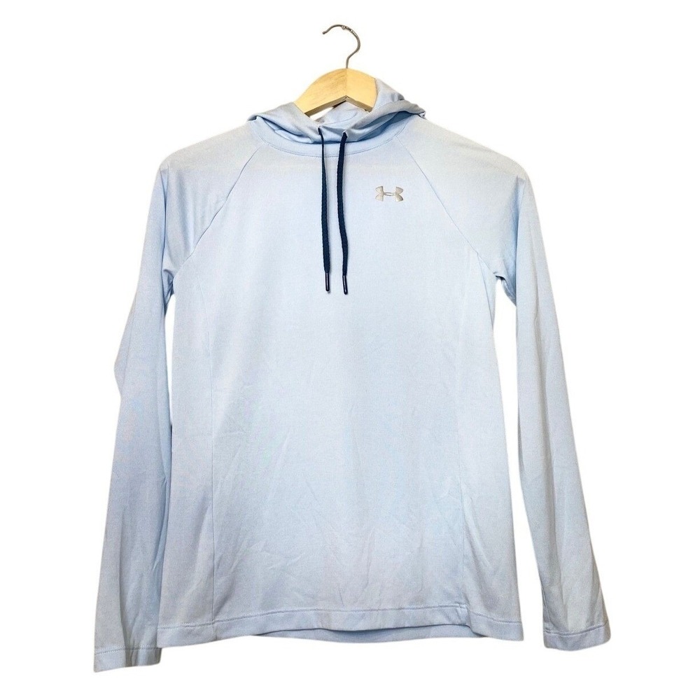 Under Armour HeatGear Hoodie Light Blue Long Sleeve‎ Loose Fit Womens XS